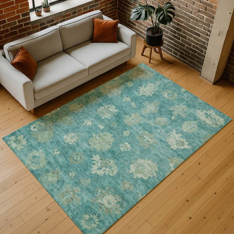 Machine Washable Indoor/ Outdoor Casual Traditional Chantille Rug