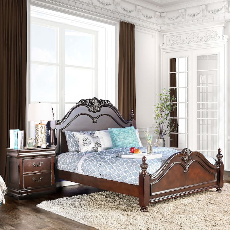 Diva Traditional Cherry Solid Wood 2-Piece Poster Bedroom Set by Furniture of America - California King