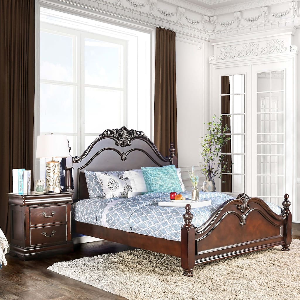Diva Traditional Cherry Solid Wood 2-Piece Poster Bedroom Set by Furniture of America