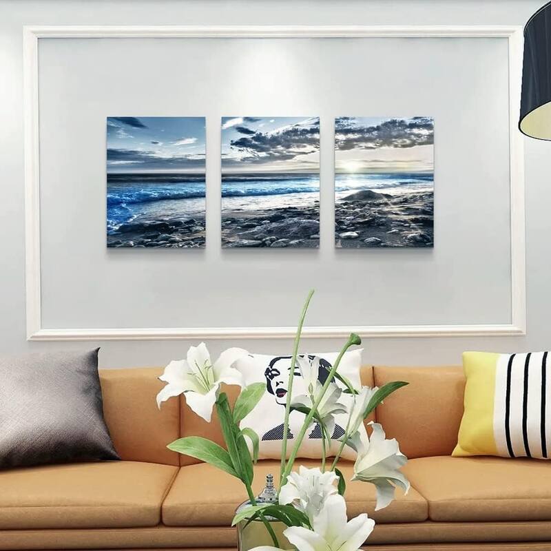 Blue Beach Wall Painting Ocean Sea Wave Pictures Poster Print Artwork