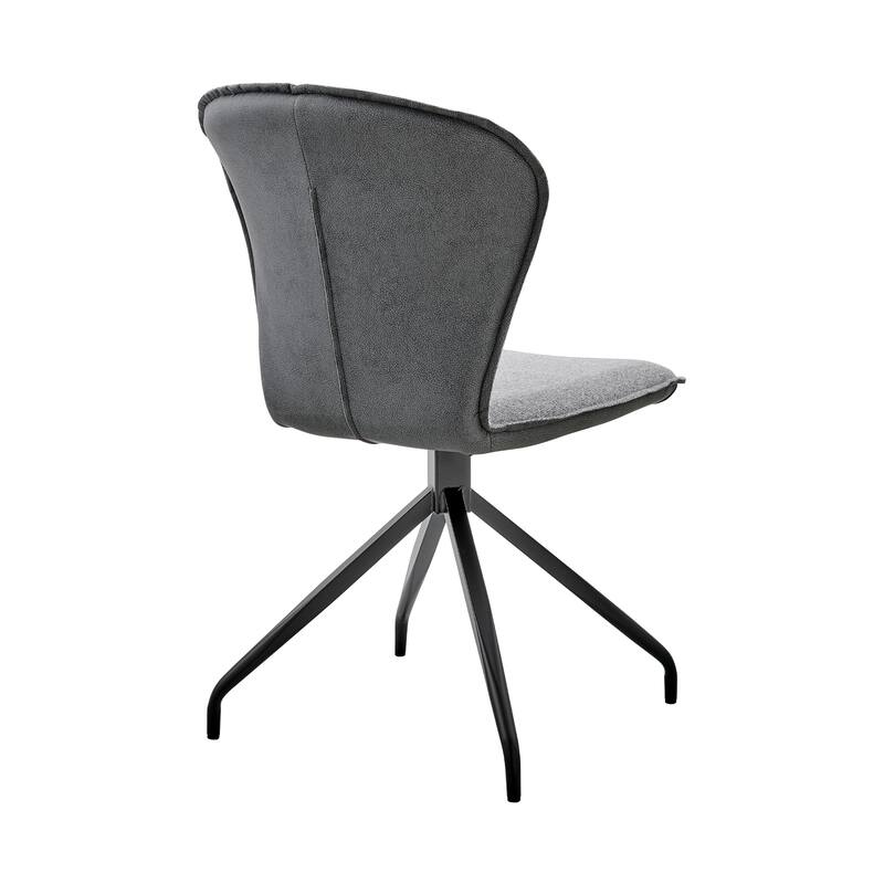 Petrie Dining Room Accent Chair in Gray Fabric and Faux Leather with Black Finish - Set of 2