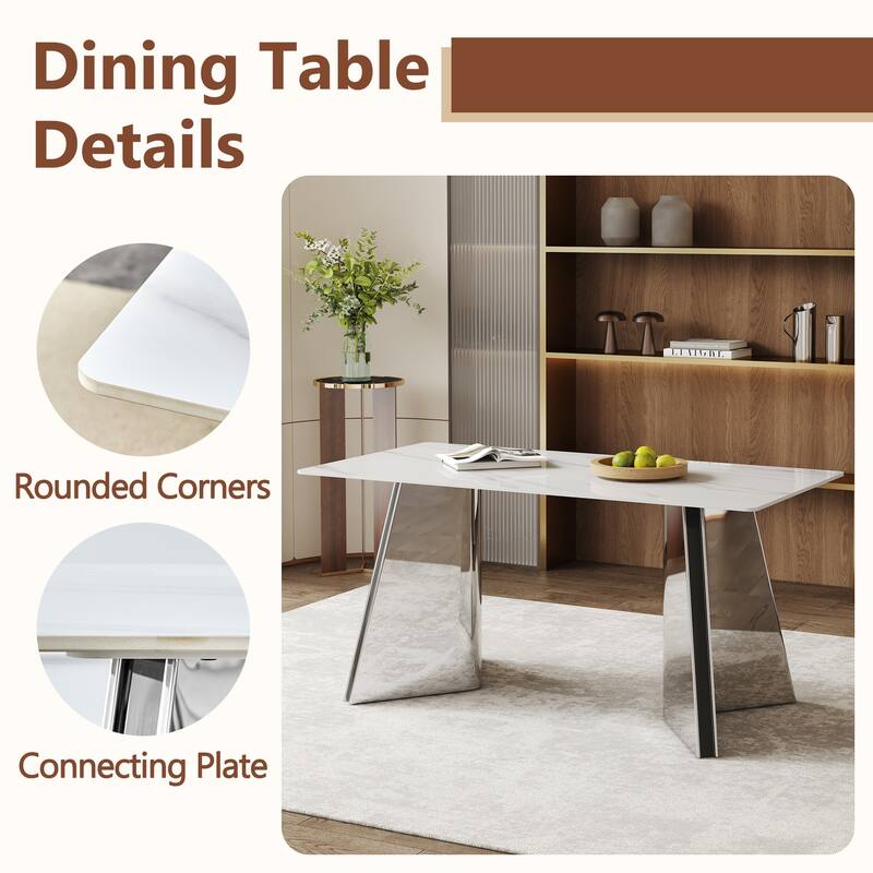 Dining Room Dining Table with Stainless Steel Butterfly Legs Office Table Accent Table Computer Table