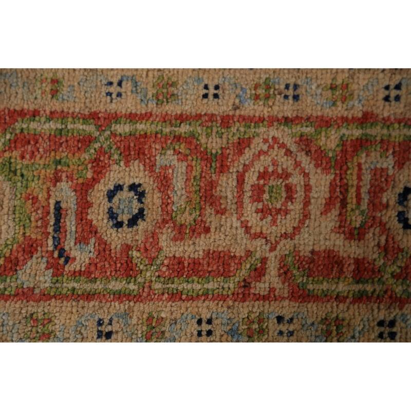 Orange & Green Heriz Serapi Vegetable Dye Rug Handmade Wool Carpet - 3'1"x 5'0"