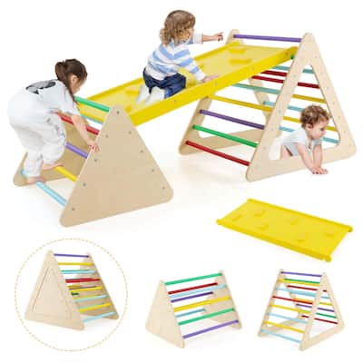 Costway 5 in 1 Montessori Triangle Set 3PCS Wooden Toddler Climbing - See Details