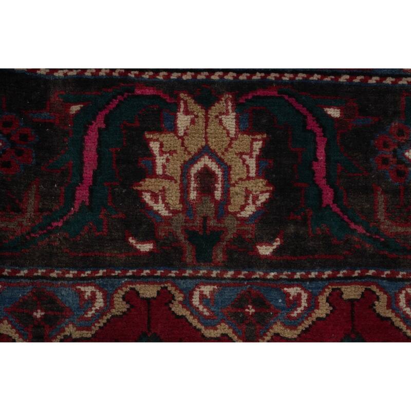 Hand Knotted Oriental 100% Wool Carpet Traditional Floral Red Heriz Area Rug - 11' 2'' X 7' 11''