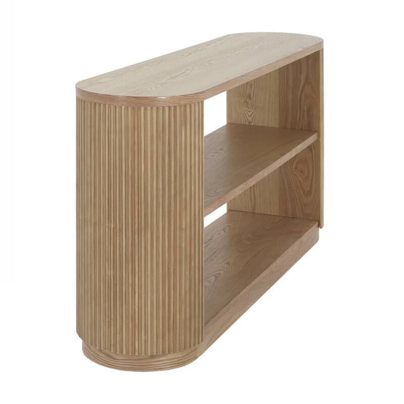 Modern Entryway Console Table - Slim Sofa Table with Open Shelf & Elegant Wood Grain, Hallway Table for Living Room