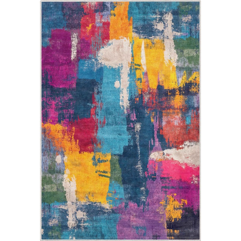 Well Woven Apollo Abstract Maree Waves Modern Stain Resistant Area Rug