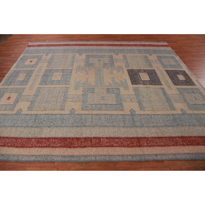 Hand Woven Oriental 100% Jute Carpet Southwestern Modern Multi-Colored Kilim Area Rug - 10' 0'' X 8' 7''
