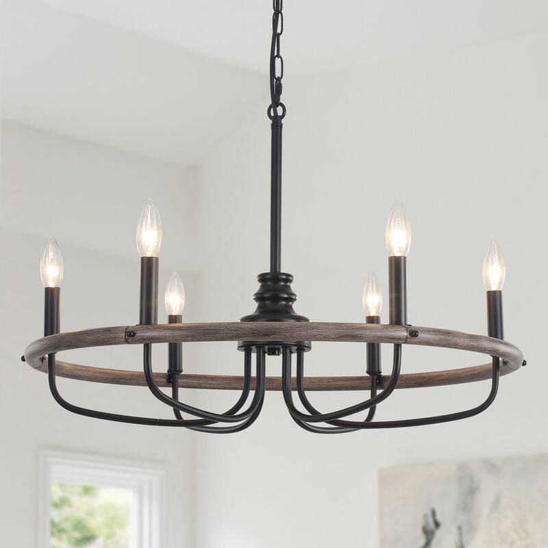 6-Light Candlestick Hanging Linear Foyer Chandelier Lighting Fixture for Dining Room Kitchen Island