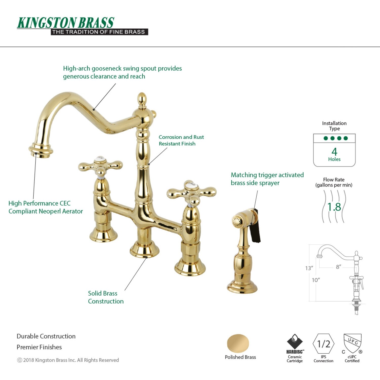 Heritage Bridge Kitchen Faucet with Brass Sprayer Bed Bath  Beyond  32402647