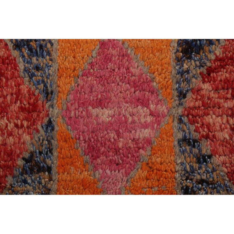 Geometric Oriental Moroccan Wool Runner Rug Handmade Staircase Carpet - 2'5" x 12'7"