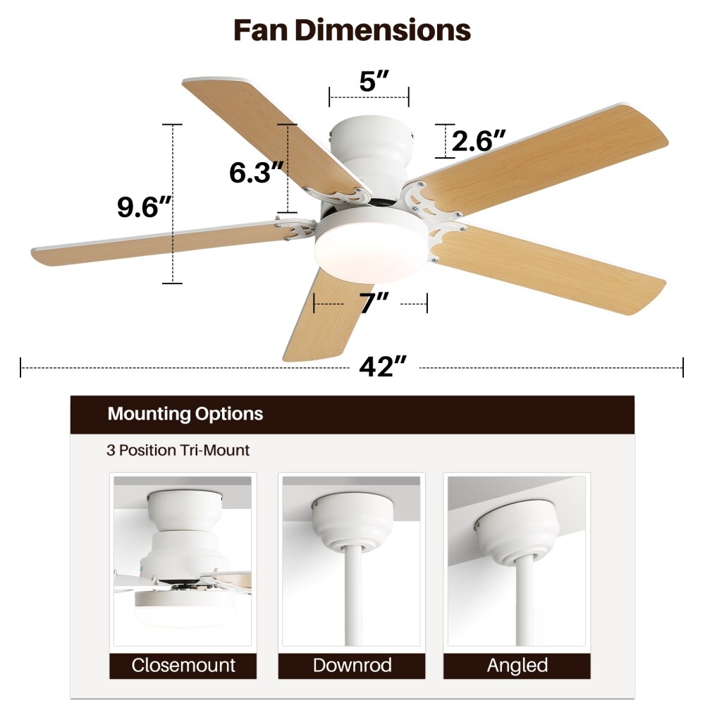 42" Wood Ceiling Fan With Lights Remote Control,Quiet DC Motor 3 Blade Ceiling Fans For Patio Living Room, Bedroom, Office,Indoor Outdoor(Black+Dark