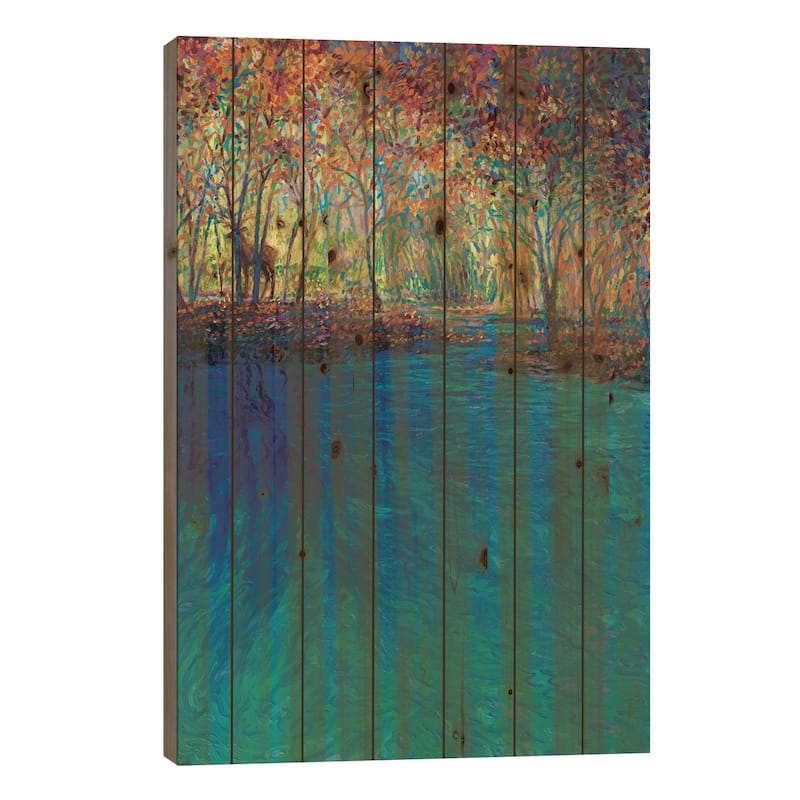 Keoladeo Print On Wood by Iris Scott - Multi-Color - 40x26x1.5