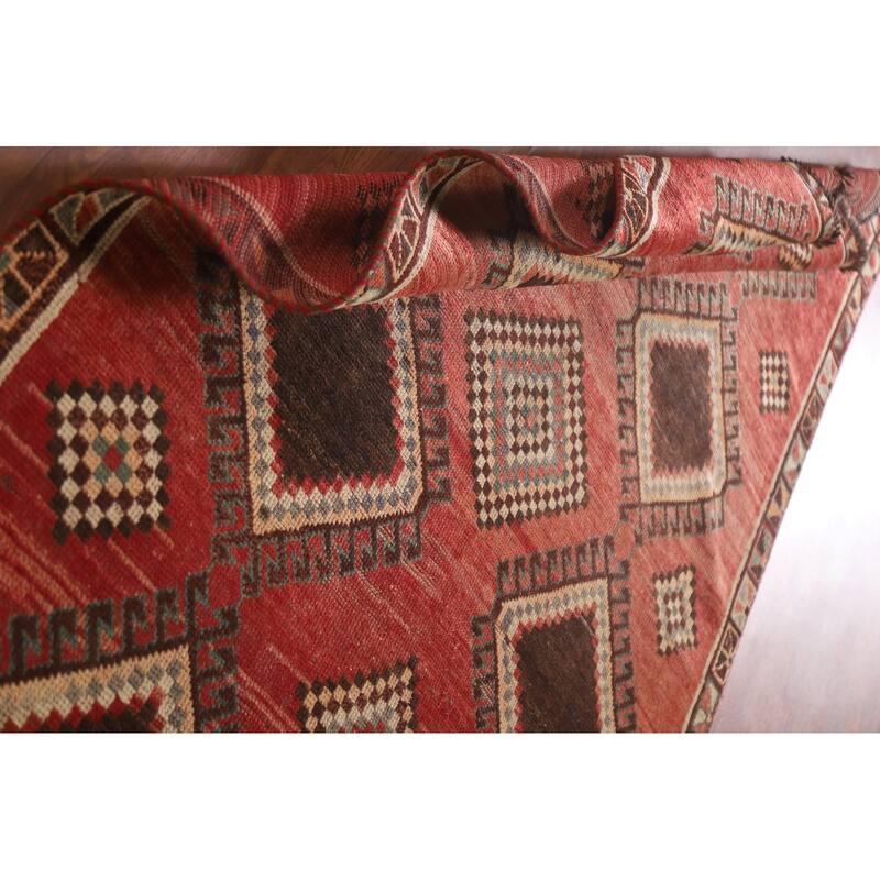 Hand Knotted Oriental 100% Wool Carpet Traditional Tribal Red Lori Runner Rug - 8' 10'' X 4' 5''