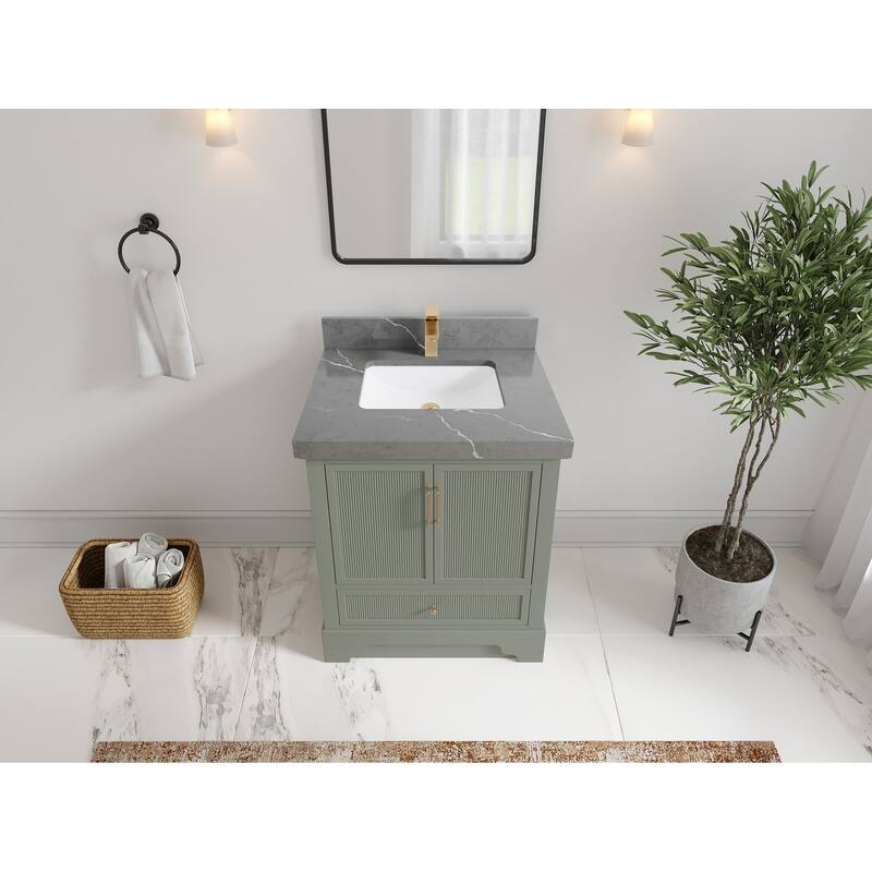Willow Collections 30 in. W x 22 in. D Alys Single Sink Bathroom Vanity with Countertop - 2"Piatra Gray - Evergreen