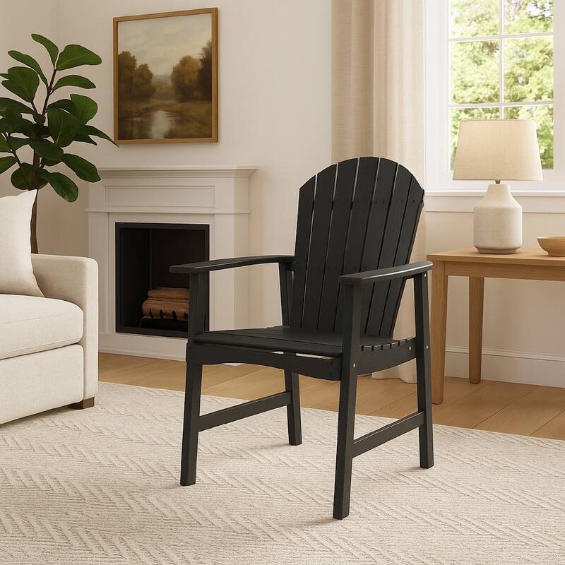 Pima Outdoor Dining Chair Set of 2, Adirondack Dark Gray Acacia Wood