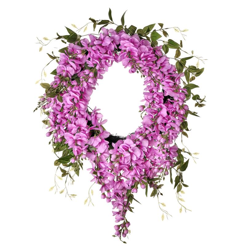 22" Wisteria And Natural Touch Tradescantia Wreath