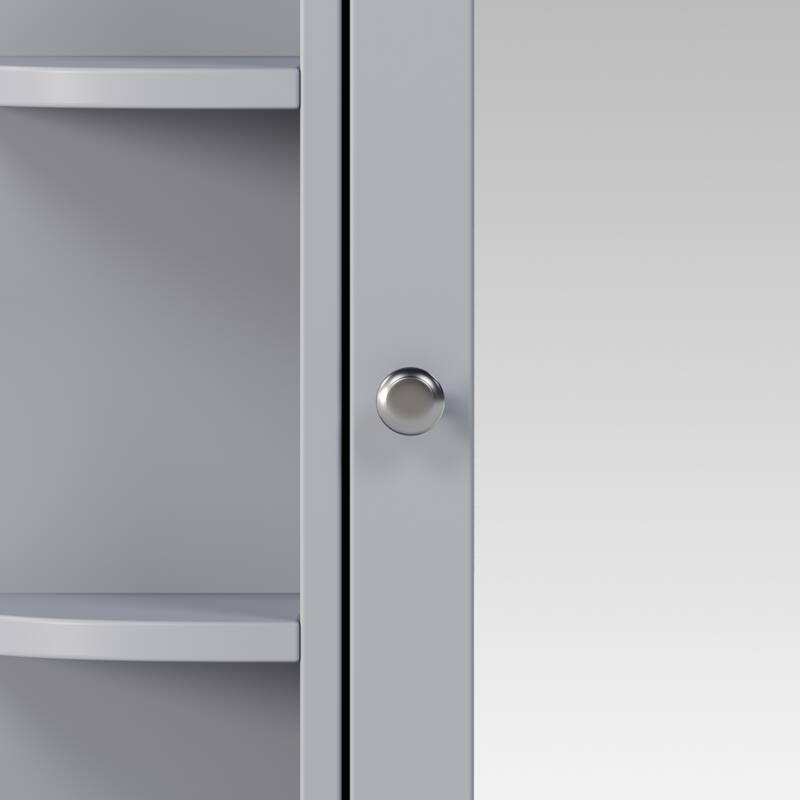 Bathroom Wall Storage Cabinet with Mirror, with Adjustable Wood Shelf & Doors, Mounted Storage Cabinets with 6 Open Shelves