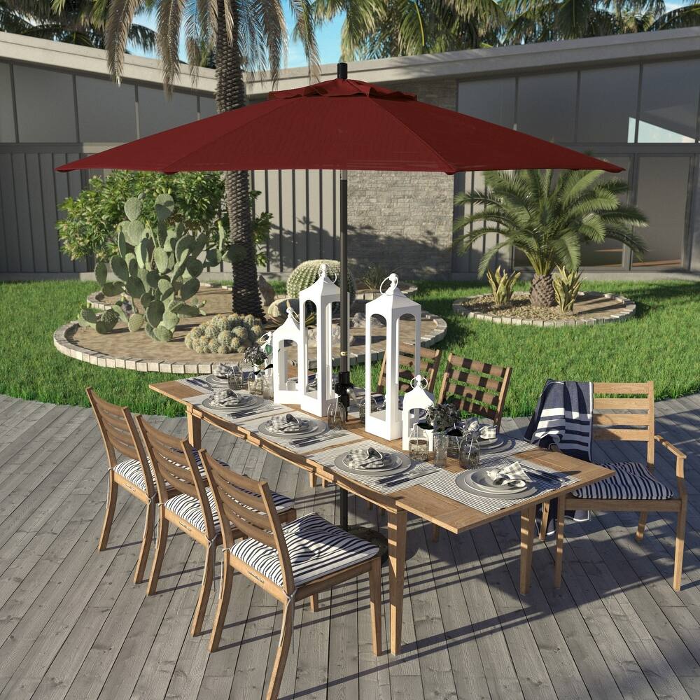 California Umbrella 9' Rd Golden State Series Patio Umbrella Black Aluminum Frame Crank Lift Collar Tilt Sunbrella Cilantro
