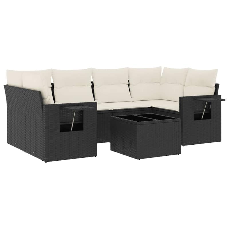 vidaXL Patio Sofa Set with Cushions Outdoor Furniture 7 Piece Poly Rattan