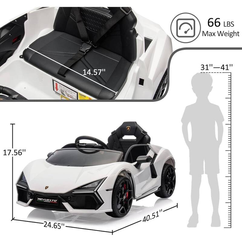12V Kids Ride on Car Toy, Licensed Lamborghini Revuelto for Kids Best Gift