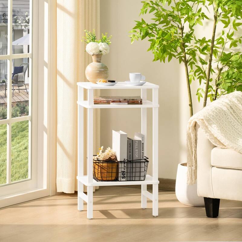 28in Tall Side Table 3-Tier Small Narrow End Table for Couch