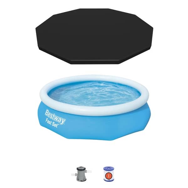 slide 2 of 8, Bestway 10' x 30" Fast Set Inflatable Above Ground Pool w/ Filter Pump & Cover