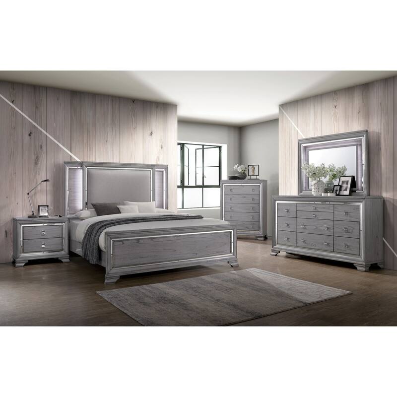 Taia Contemporary Grey Solid Wood 5-Drawer Chest by Furniture of America
