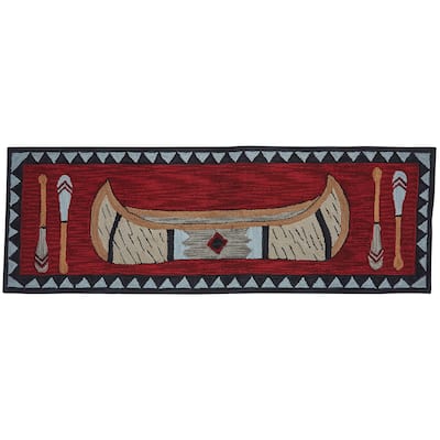 Park Designs Wilderness Canoe Indoor Hooked Rug Runner 2' x 6' - 2' x 6'