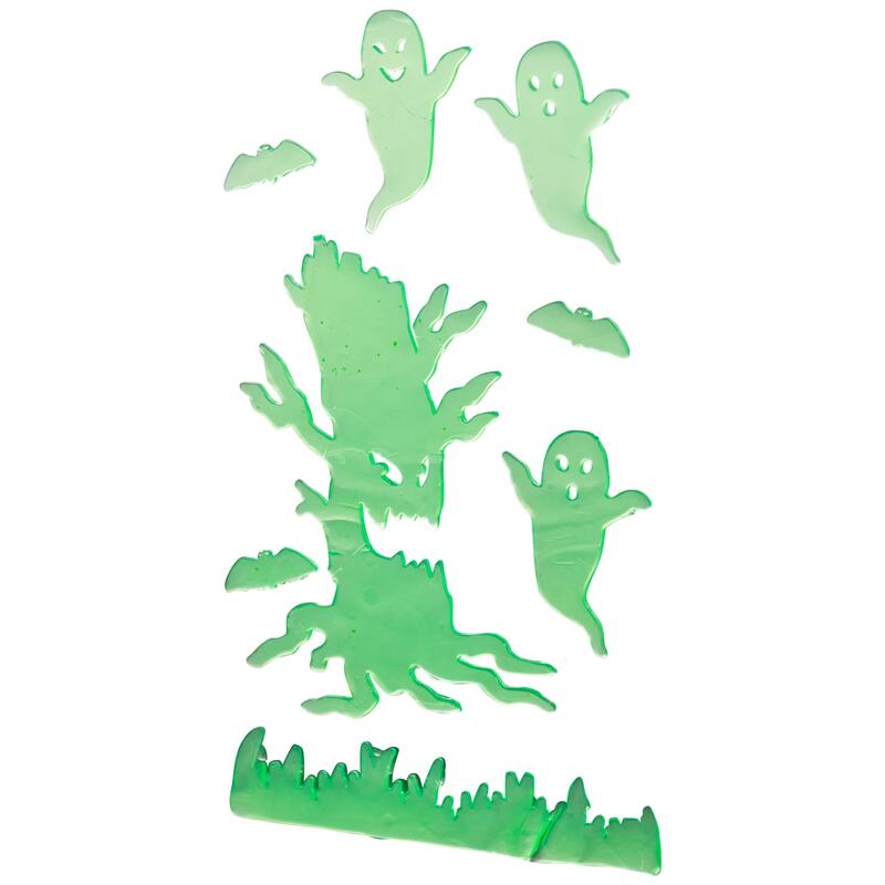 7-Piece Glow in the Dark Evil Tree Ghosts Halloween Gel Window Clings