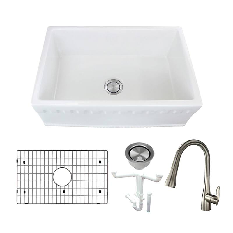 Transolid KF-FUSE302010 Covington 30" Farmhouse Single Basin Fireclay - White