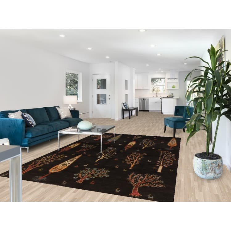 Hand Knotted Oriental 100% Wool Carpet Traditional Floral Brown Ziegler Area Rug - 9' 6'' X 6' 6''