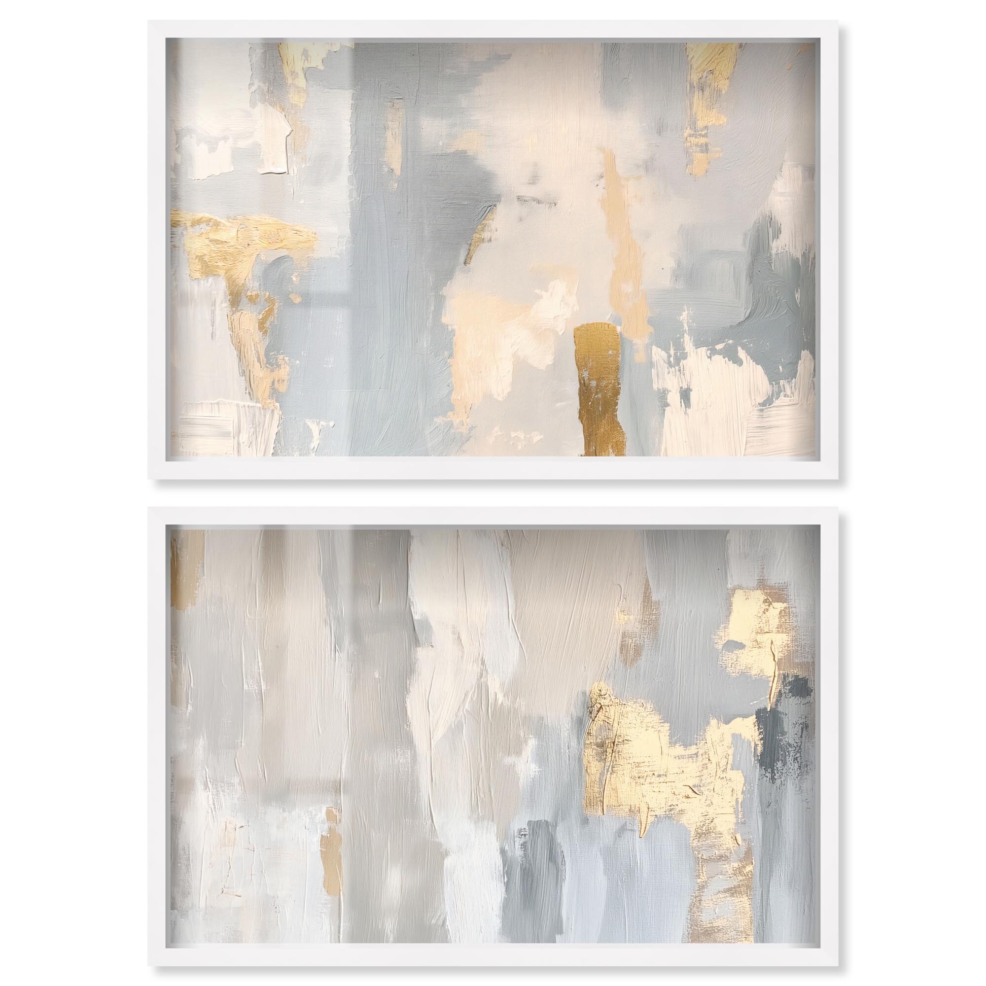 Neutral Luxe Living Room Abstract Wall Art Set of 2 Shadowbox Print by Art Remedy
