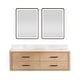 preview thumbnail 91 of 106, Cristo Floating Bath Vanity with White Quartz Stone Top and Mirror 60 in. - Fir Wood Brown