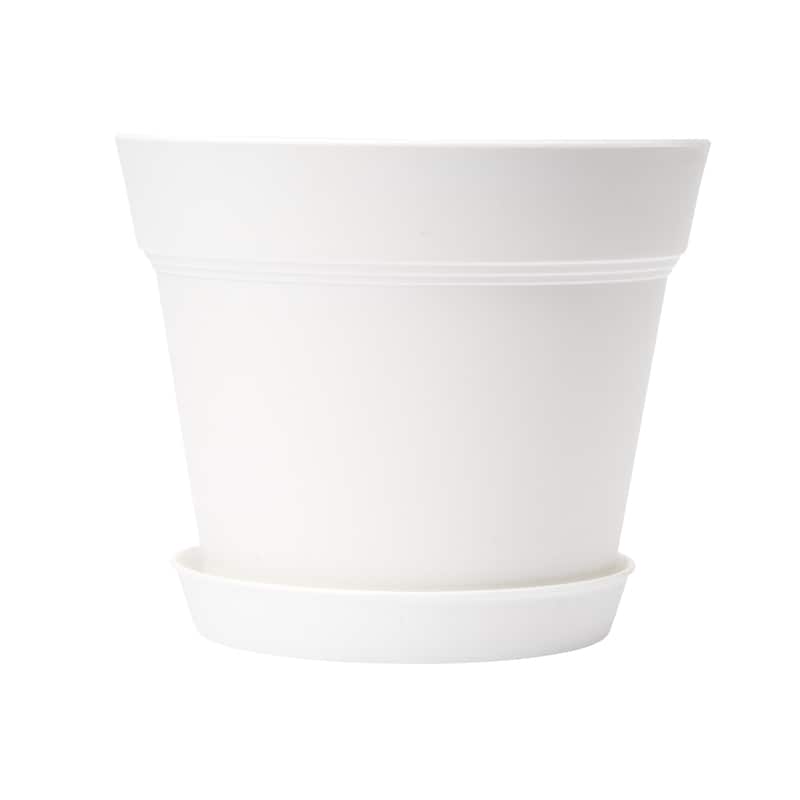 Round Plastic Planter Pots with Mesh Drainage Holes, Removable Saucer