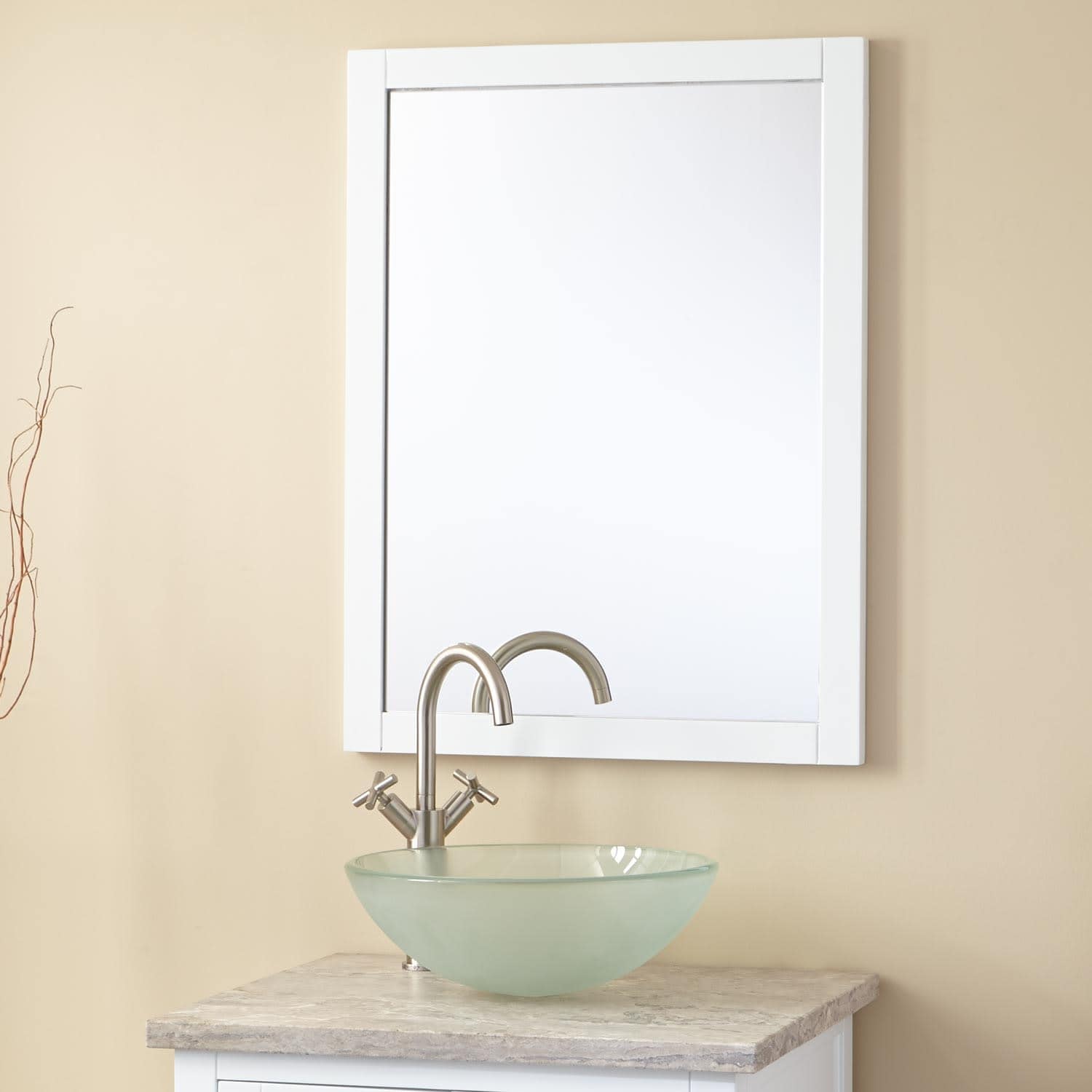 Signature Hardware 927487 24 Everett 24 X 31 1 2 Rectangular Flat Wood Framed Vanity Mirror White Overstock 20339441