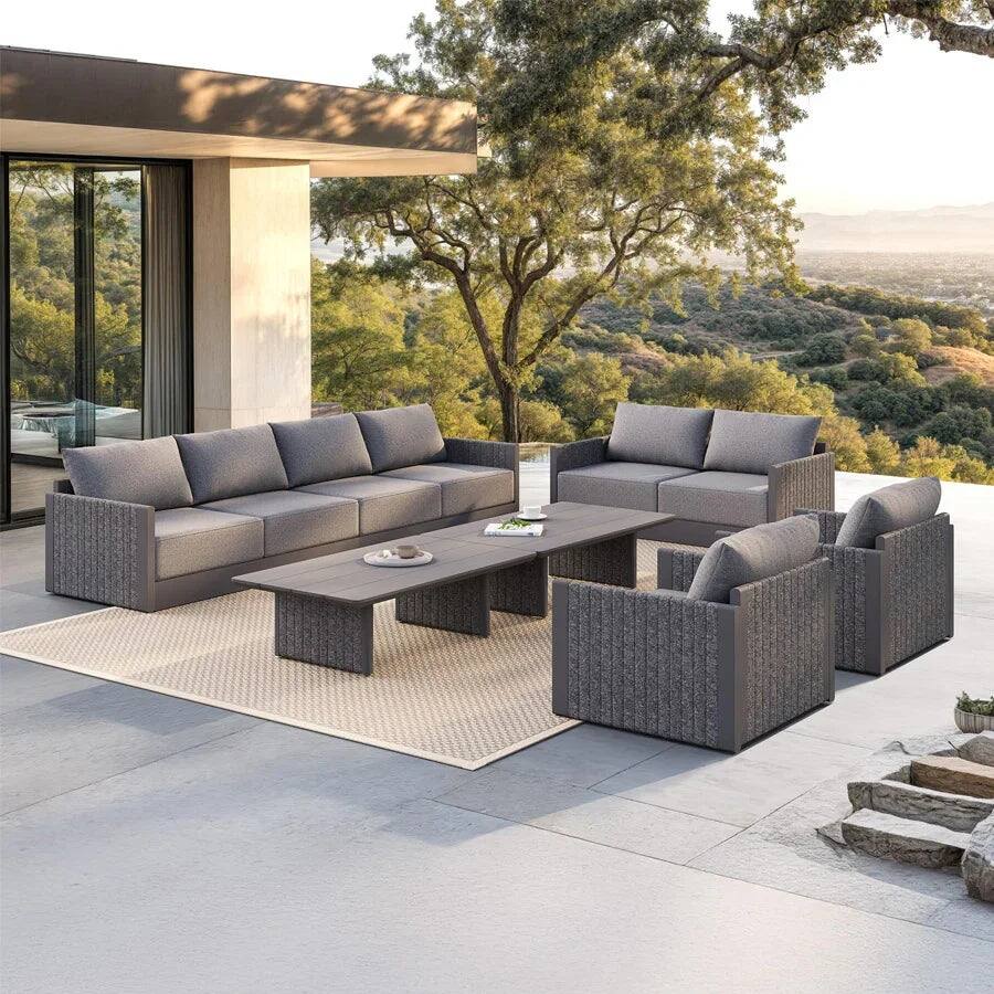 PURPLE LEAF Sanori 6-11 Piece Grey Patio Conversation Set with Ottoman and Cushion Patio Sofas Sectional Set for Poolside Graden