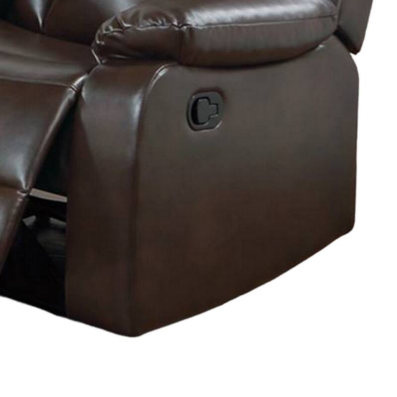 Corie Manual Recliner Chair, Pillow Cushioned, Brown Faux Leather