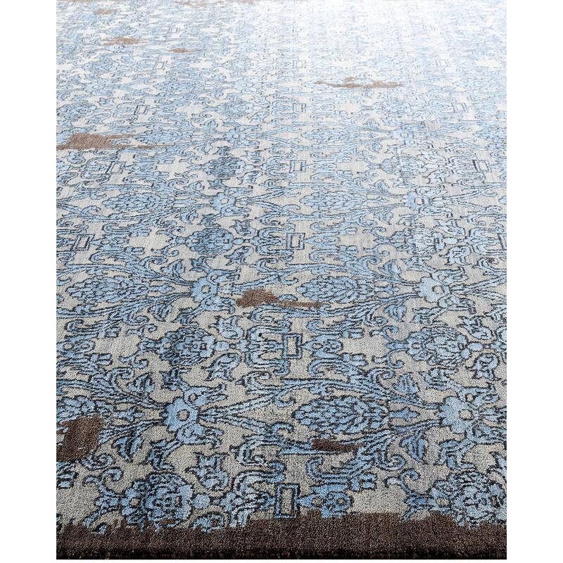 Ikat One-of-a-Kind Hand-Knotted Area Rug, Blue - 9' 2" x 12' 1"
