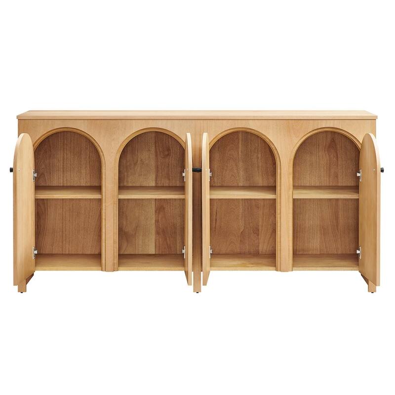 Appia Wood Grain 4-Door Sideboard Storage Cabinet