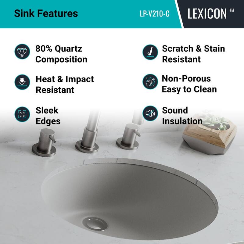 Lexicon Platinum V210 Quartz Composite Oval Vanity Sink - Galaxy Concrete