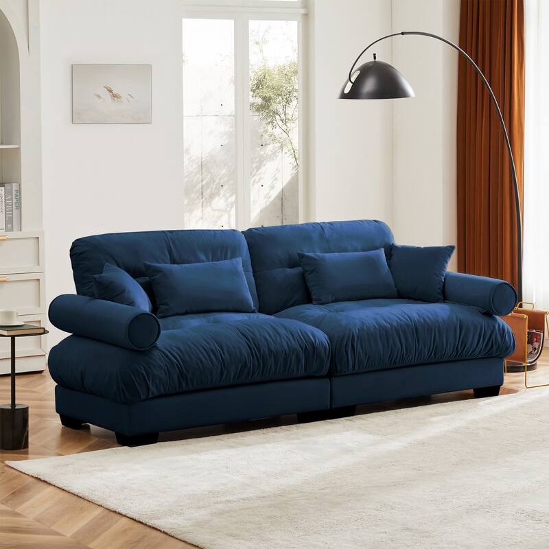 Modern Sectional Couch Comfortable Upholstered Sofa Set with Lumbar Pillow and Throw Pillow for Living Room