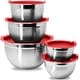 preview thumbnail 1 of 13, Heavy Duty Meal Prep Stainless Steel Mixing Bowls Set with Lids Red