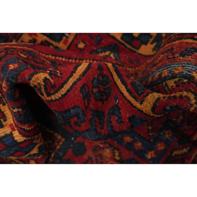 Hand Knotted Oriental 100% Wool Carpet Traditional Geometric Red Bakhtiari Runner Rug - 9' 11'' X 3' 1''