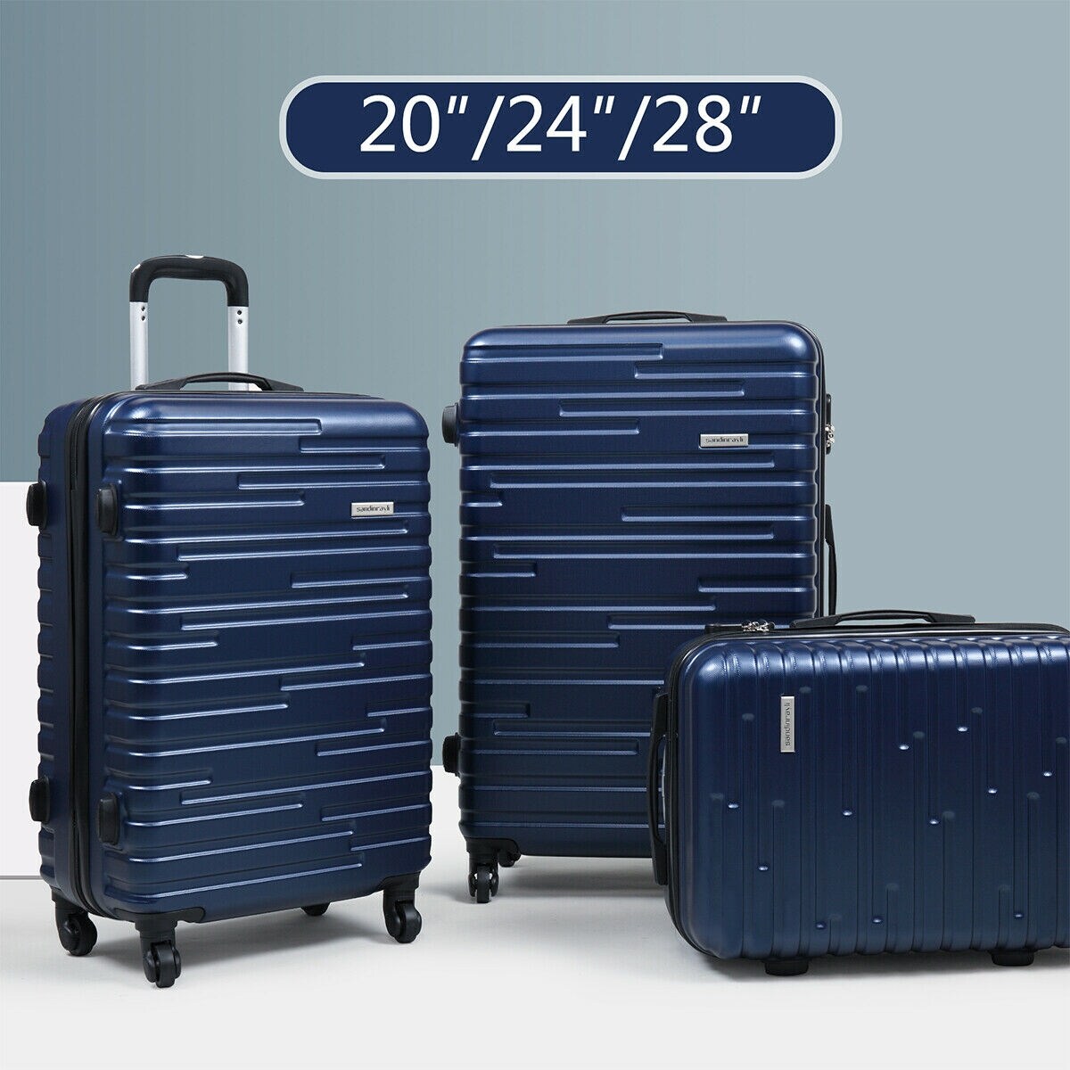 Shop 3 Piece Luggage Set Travel Suitcase Blue Abs Pc Nested Spinner 9 X 13 On Sale Overstock 31672830