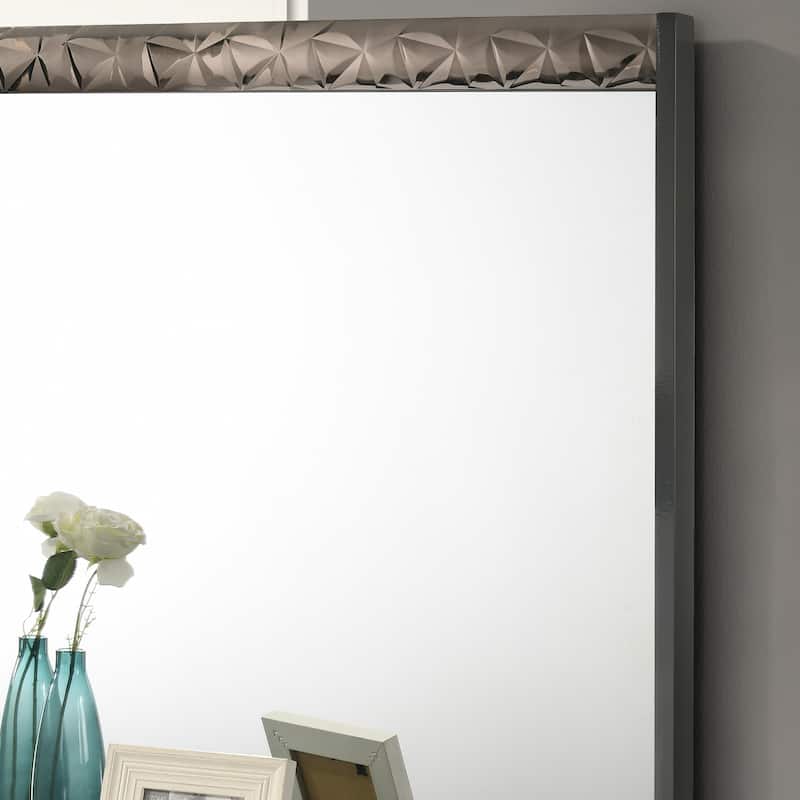 Furniture of America Luzen Glam 5-Piece Two-Tone Blue Wood Platform Bedroom Set