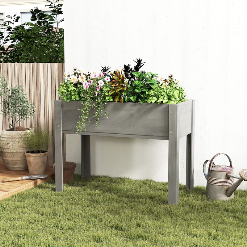Raised Garden Bed with Legs, Elevated Wooden Planter Box for Outdoor Plants Flowers Fruits Vegetable Herb Growing