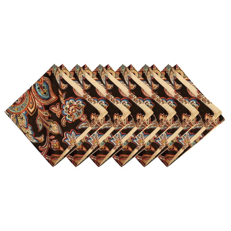 20" Dorothy Autumn Brown Cotton Napkins Set of 6 - Quilted Paisley