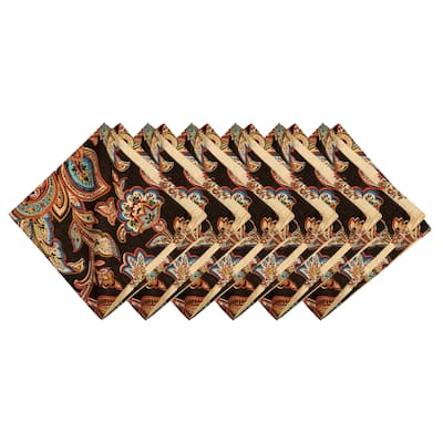 20" Dorothy Autumn Brown Cotton Napkins Set of 6 - Quilted Paisley