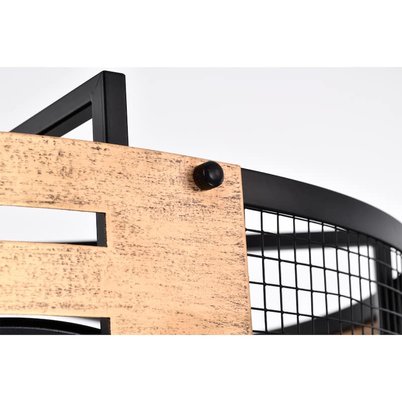 Brixton 26-in. Matte Black Metal and Wood-grain Lighted Fandelier w/ Remote